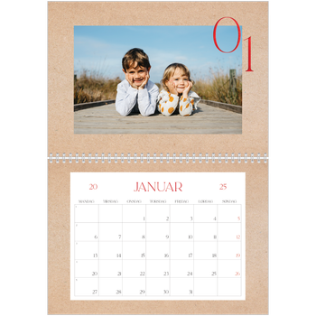 Fotokalender A4 dobbel — Røde detaljer