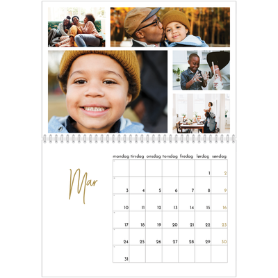 Fotokalender A4 dobbel (30 x 40 cm) — Håndskrevet måned [Mars]