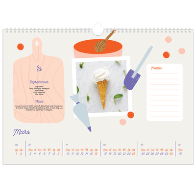 Fotokalender A3 — Året i oppskrifter [Mars]