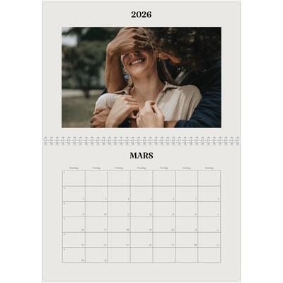 Fotokalender A4 dobbel (30 x 40 cm) — Simpelt og moderne [Mars]