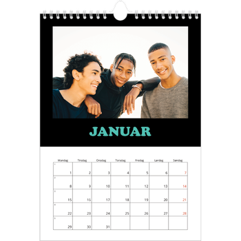 Fotokalender A4 — Morsom typografi