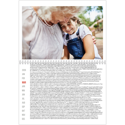 Fotokalender A4 dobbel (30 x 40 cm) — Uthevet i rødt [Mars]