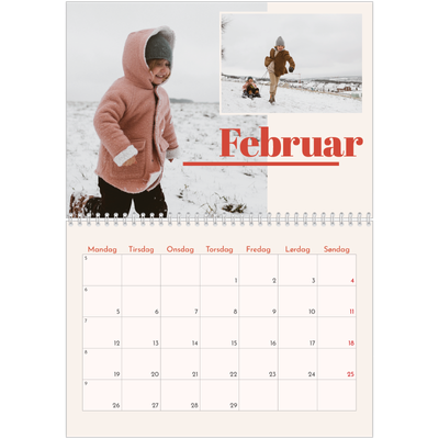 Fotokalender A4 dobbel (30 x 40 cm) — Kalender 90-talls stil [Februar]