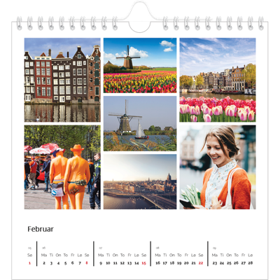 Månedskalender kvadratisk — Bilderutenett [Februar]