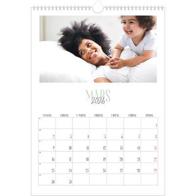 A3 Månedskalender — Flere fonter [Mars]