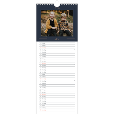 Fotokalender smal  — Prøyssisk blå [kalender-forside]