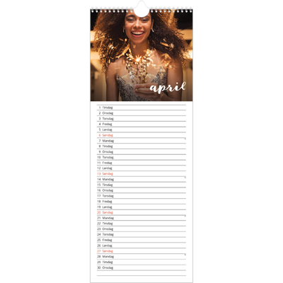 Fotokalender smal  — Håndskrift på bildet [April]