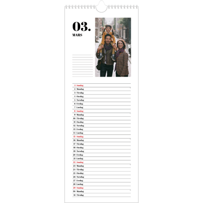 Fotokalender smal  — Serif og øyeblikk [Mars]
