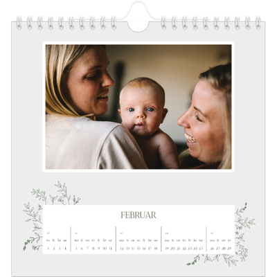 Månedskalender kvadratisk — Håndtegnet blomster [Februar]