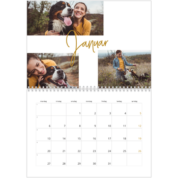 Fotokalender A4 dobbel — Gullstift