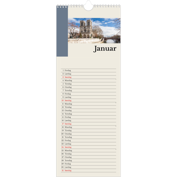 Fotokalender smal (15 x 40 cm) — Verdens severdigheter