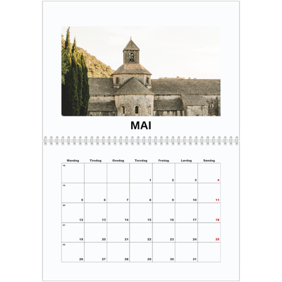 Fotokalender A4 dobbel (30 x 40 cm) — Enkelt bilde [kalender-forside]