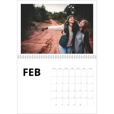 Fotokalender A4 dobbel (30 x 40 cm) — Hvit kalender [Februar]