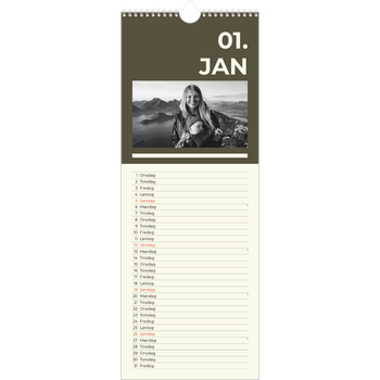 Fotokalender smal (15 x 40 cm) — Moderne og dristig