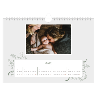 Fotokalender A4 — Håndtegnet blomster [Mars]