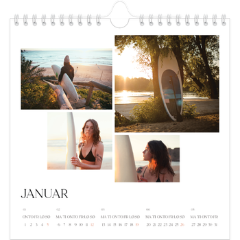Fotokalender Kvadratisk — Surfing i solnedgang