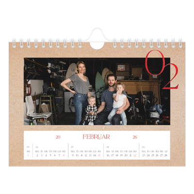 Fotokalender A5 — Røde detaljer [Februar]