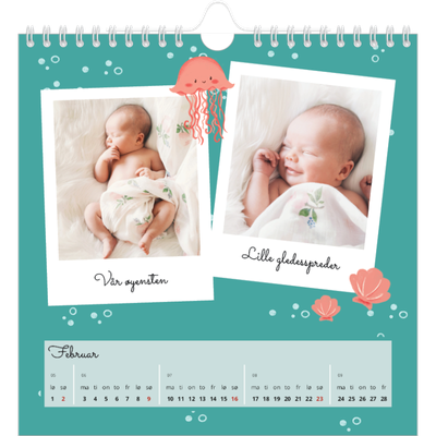 Månedskalender kvadratisk — Søte dyr [Februar]