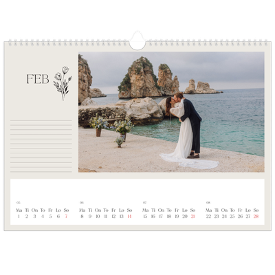 Fotokalender A3 — Initialer i blomst [Februar]