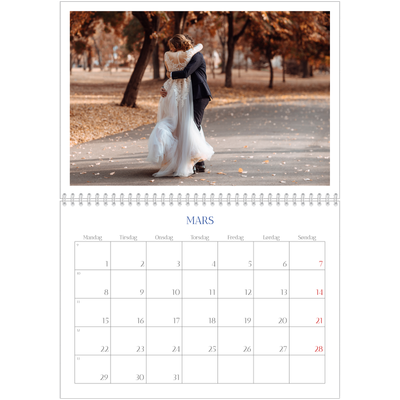 Fotokalender A4 dobbel (30 x 40 cm) — Klassisk kobolt [Mars]