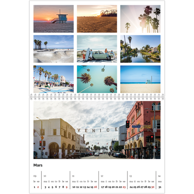Fotokalender A4 dobbel (30 x 40 cm) — Enkelt bilderutenett [Mars]