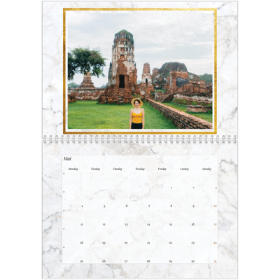 Fotokalender A4 dobbel (30 x 40 cm) — Gull og marmor [kalender-forside]