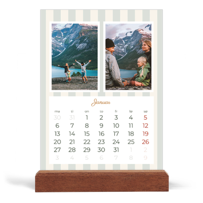 Bordkalender med trestativ - Stående — Skrift og striper [Januar]