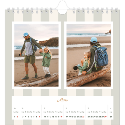 Månedskalender kvadratisk — Skrift og striper [Mars]