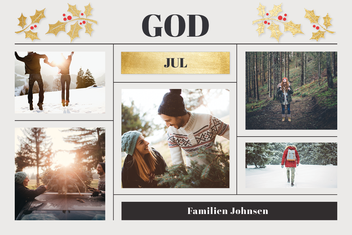 Fotokort — Juledekor i gull