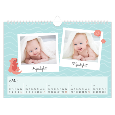Fotokalender A4 — Søte dyr [Mai]