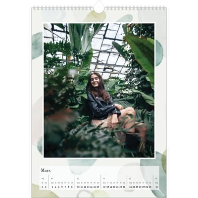A3 Månedskalender — Akvarellformer [Mars]
