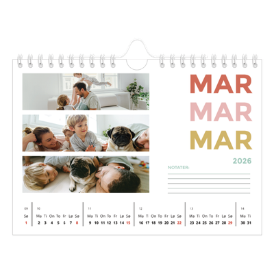Fotokalender A5 — Fargerike fonter [Mars]