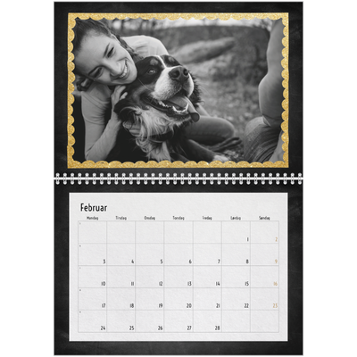 Fotokalender A4 dobbel (30 x 40 cm) — Rammer med glitter [Februar]