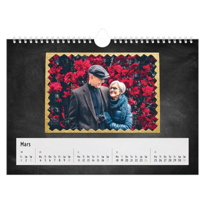 Fotokalender A4 — Rammer med glitter [Mars]