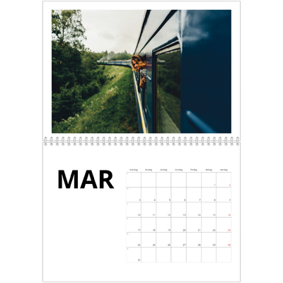 Fotokalender A4 dobbel (30 x 40 cm) — Hvit kalender [Mars]