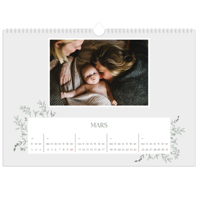 Fotokalender A3 — Håndtegnet blomster [Mars]