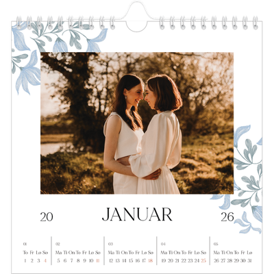 Månedskalender kvadratisk — Elegant blomstret [Januar]