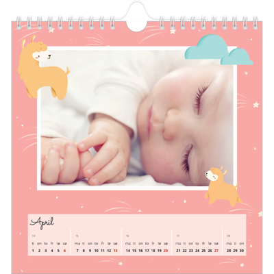 Månedskalender kvadratisk — Søte dyr [April]