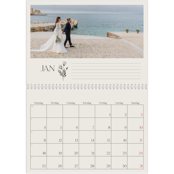 Fotokalender A4 dobbel — Initialer i blomst