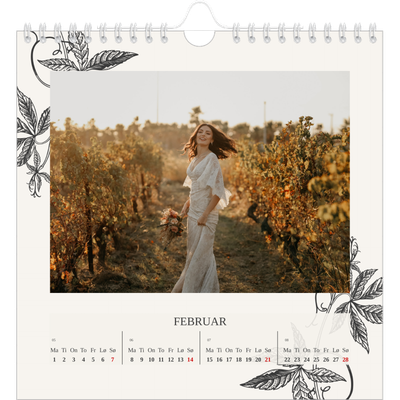 Månedskalender kvadratisk — Blekk & blomst [Februar]
