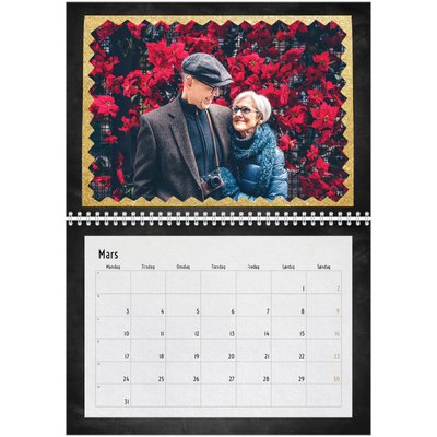 Fotokalender A4 dobbel (30 x 40 cm) — Rammer med glitter [Mars]