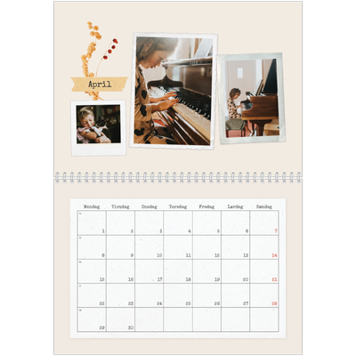 Fotokalender A4 dobbel (30 x 40 cm) — Vintage scrapbooking [April]