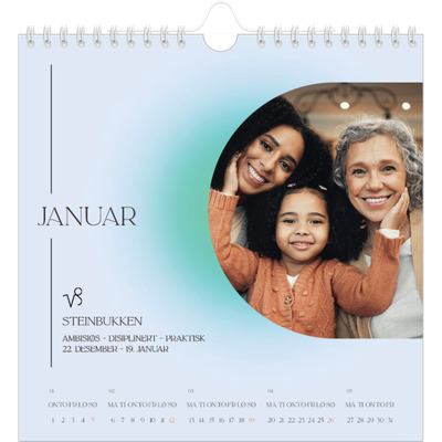 Månedskalender kvadratisk — Astrologi gradient [Januar]