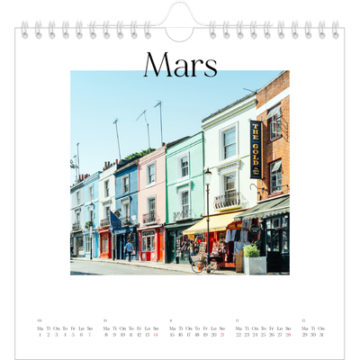 Månedskalender kvadratisk — Min reiseskildring [Mars]
