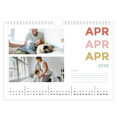 Fotokalender A4 — Fargerike fonter [April]