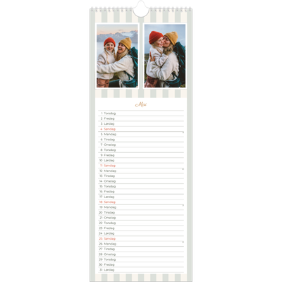 Fotokalender smal  — Skrift og striper [kalender-forside]