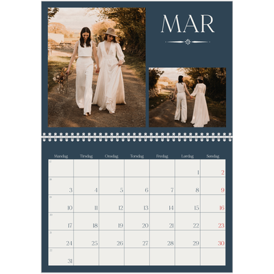 Fotokalender A4 dobbel (30 x 40 cm) — Skifer & seriffer [Mars]