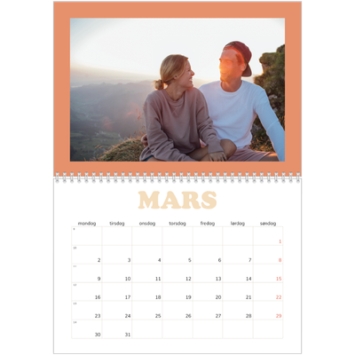 Fotokalender A4 dobbel (30 x 40 cm) — Retro rammer [Mars]