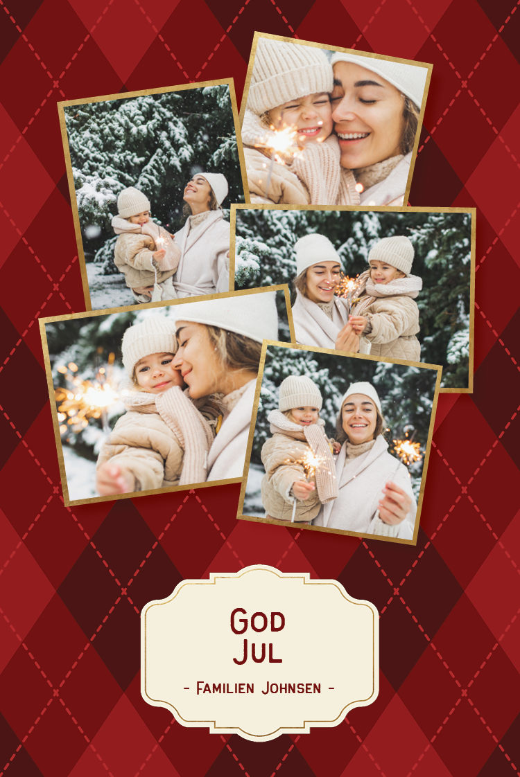 Fotokort — Røde harlekin ruter