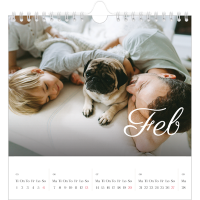 Månedskalender kvadratisk — Håndskrevne måneder [Februar]